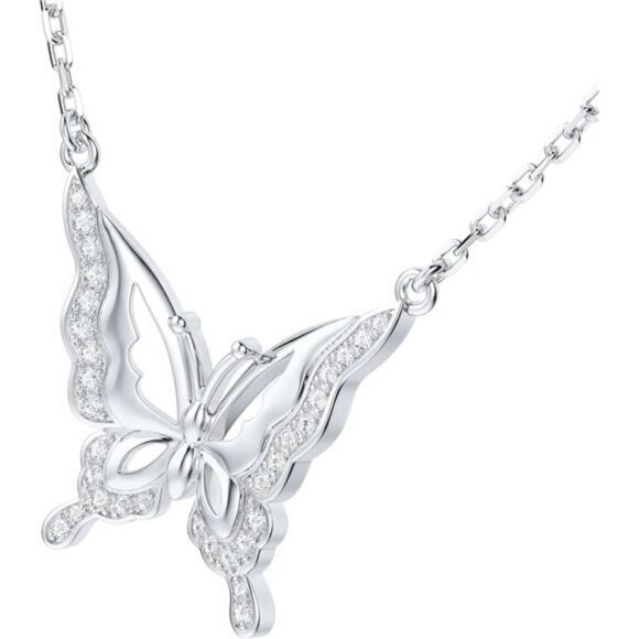 Moissanite Butterfly Pendant Necklace Sterling Silver Adjustable Chain Jewelry G - Picture 2 of 7